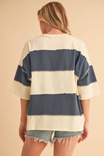 Pineapple Navy Polly Color Block Top