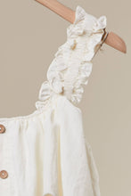 Cream Ruffled Button Front Cropped Tank Mello Top