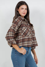 Aubery Cropped Oversized Plaid Flannel Shirt