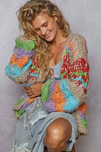Mocha Multi Long sleeve striped pattern handmade sweater POL cardigan