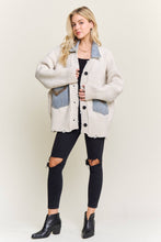 Ivory Distressed Ribbed Knit Cardigan