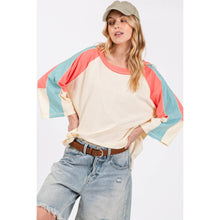 Magnolia Color Block Cotton Knit Sage+Fig Top