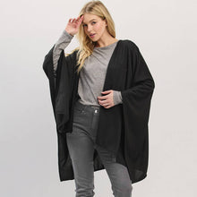 Beige Asymmetrical Hem Solid Pull Through Draped Tie-Front Wrap Poncho