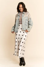 Denim Blue Mesh Stitching Button Down Davi & Dani Jacket