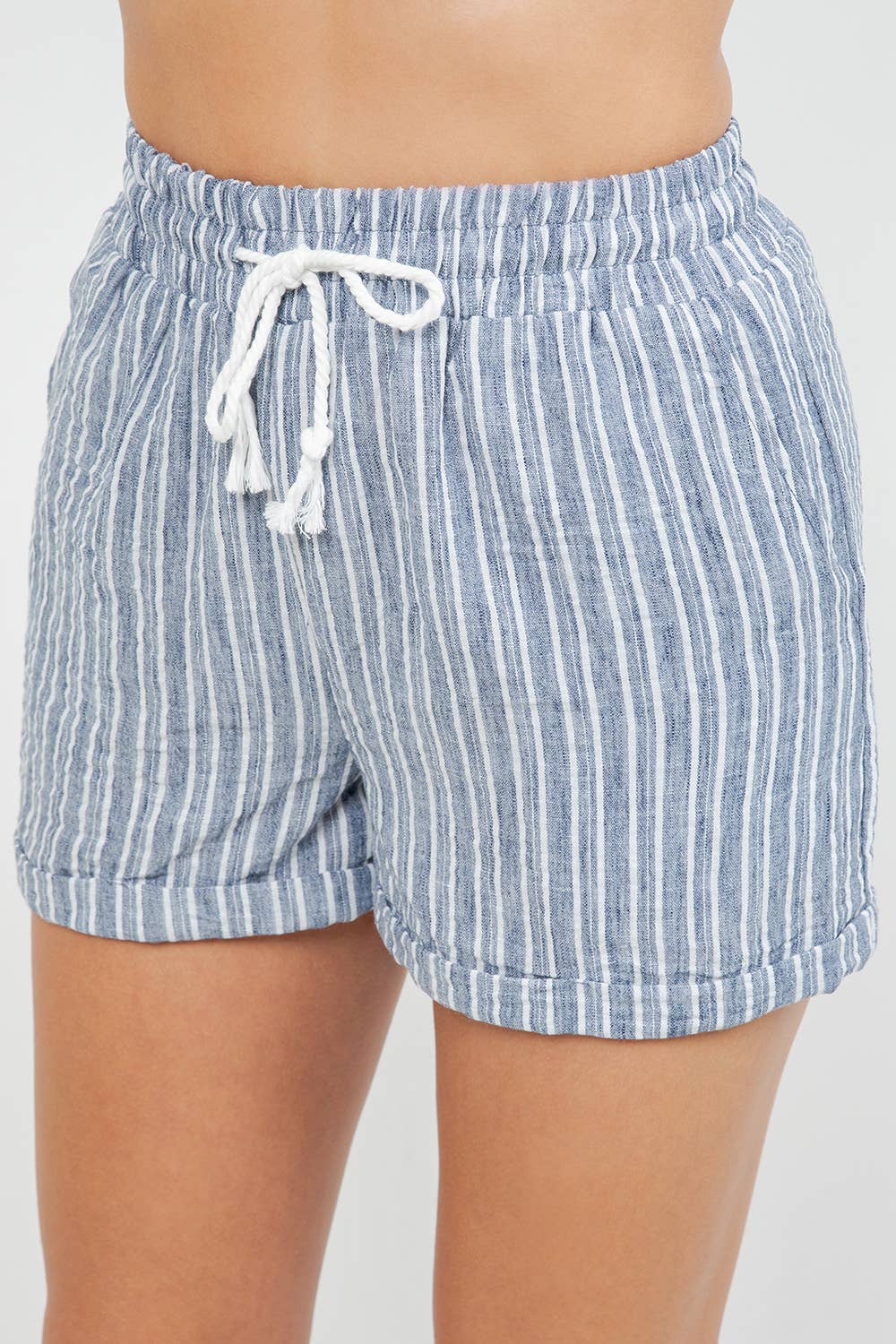 Navy White Air Flow Stripe Pull-on Shorts