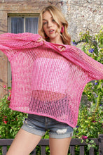 Hot Pink Sequins Accent Crochet Cover Up