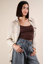 Taupe Mineral Washed Oversized Gauze Shacket Jacket
