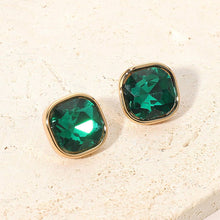 Saphire Square Cut Gem Evening Stud Earrings
