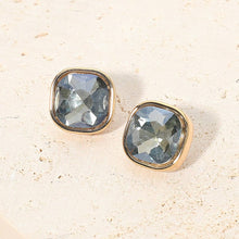 Blue Square Cut Gem Evening Stud Earrings