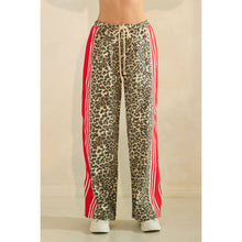 Leopard Sport Striped Wide Legged Veveret Pants