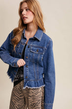 Blue Haze Ruffled Hem Denim Jacket