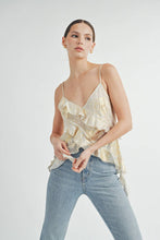 Gold Metallic Asymmetrical Ruffle Cami Top