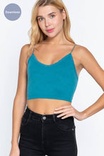 Black V-neck with Lace Trim Floral Jacquard Seamless Crop