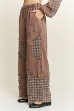 Chocolate Mineral Washed Tweed Daisy patch Wideleg J.Her Pants