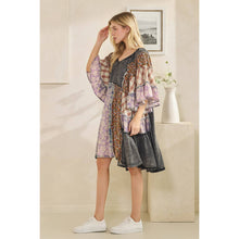 Black Multi Washed Mix Printed Tiered Ruffle Oli+Hali Tunic