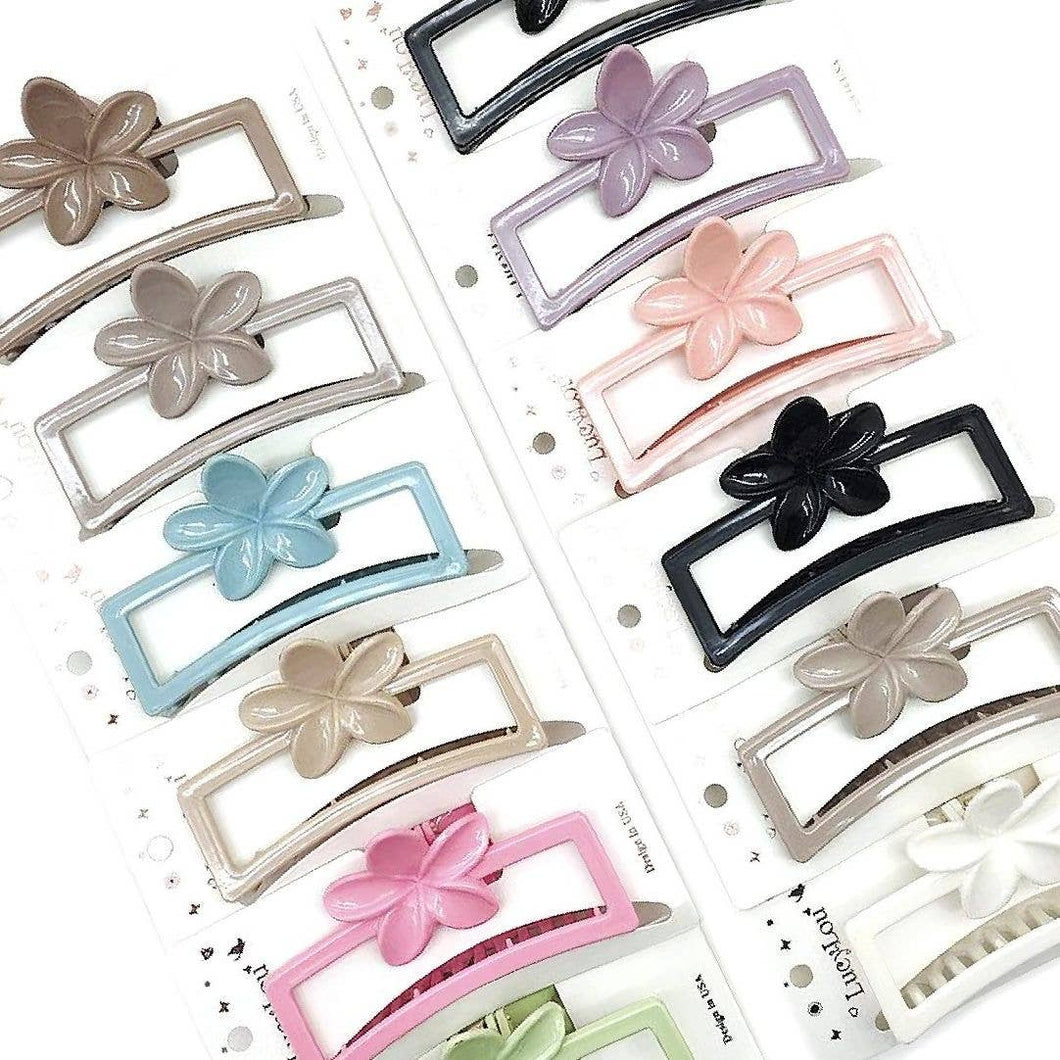 12pk Flower Open Frame Hair Claw Clips Floral Minimalist Jaw Clips Women Hair Accessories