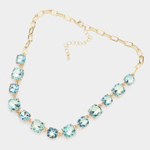 Coral Neon Cushion Square Stone Link Evening Necklace
