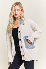 Ivory Distressed Ribbed Knit Cardigan