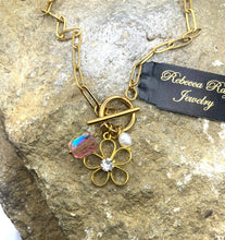Boho Gold Floral Charm Toggle Necklace