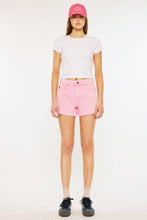Pink High Rise Frayed Hem Denim Kancan Shorts