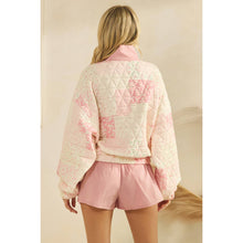 Pink Combo Textured Contrast printed Quarterzip Veveret Sweater