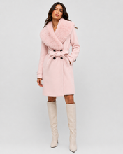 Baby Pink Citrus Solstice Faux Fur Collar Coat
