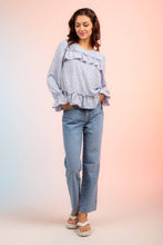 Lavender Floral Print Ruffle Blouse