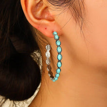 Round Western Turq Stone Hoop Earrings