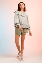 Lavender Floral Print Ruffle Blouse