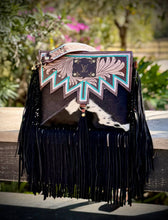 Upcycled LV Tooled Leather Cowhide Crossbody Bag Western 