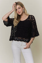 OPEN-KNIT SQUARE CROCHET TOP Rust