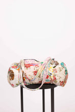 White Floral Upcycled Patchwork Duffel Bag