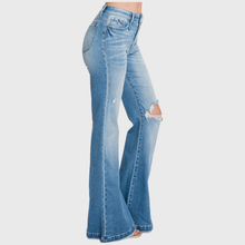 Medium Distressed Super High Rise 70's  Flare Jeans