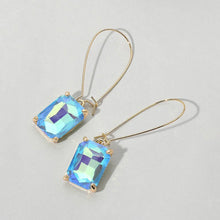 Light Pink Emerald Cut Stone Dangle Evening Earrings