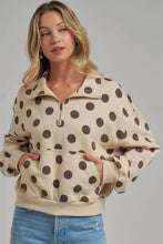 Oatmeal Coffee Polka Dot Half Zip Pullover