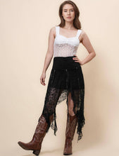 Black Floral Lace Inregular Hem Skirt