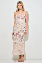 Blush Multi Romantic Lace & Floral Tiered Maxi Dress