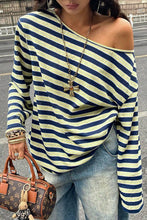 Green One-Shoulder Striped Top