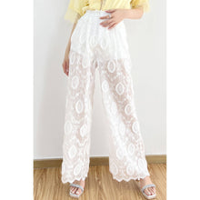 White Classic Embroidered Lace Pants