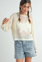 Ivory Crew Neck Crochet Sweater