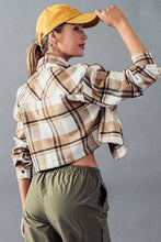 Camel Bella Snap Button Plaid Crop Urban Daizy Jacket
