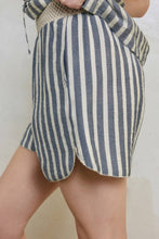 Chambray Stripe Saltwater Stripe Decorative Knit Waist Shorts