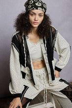 Black Balloon sleeves lace floral knit hoodie POL jacket