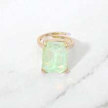 Opal Pink Bold Emerald Cut Stone Cluster Accent Adjustable Ring