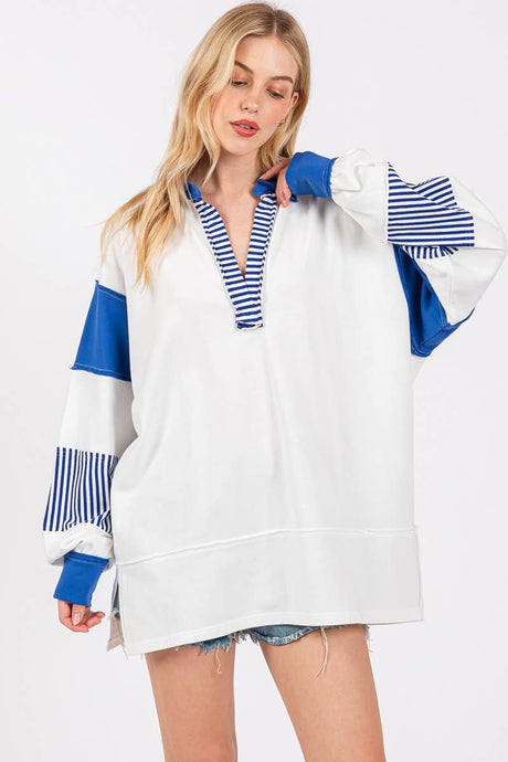 Royal Varsity Stripe Game Day Pullover