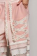 Pink Double Gauze Trim Floral Patch Waistband Jogger POL Pants