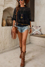 Black Sheer Floral Pattern T-Shirt