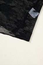 Black Sheer Floral Lace Mesh Mock Neck Long Sleeve Top