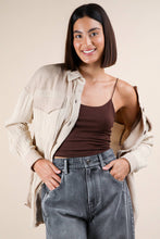 Taupe Mineral Washed Oversized Gauze Shacket Jacket