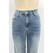 Blue Embroidered Rhinestone Detail Denim Pants